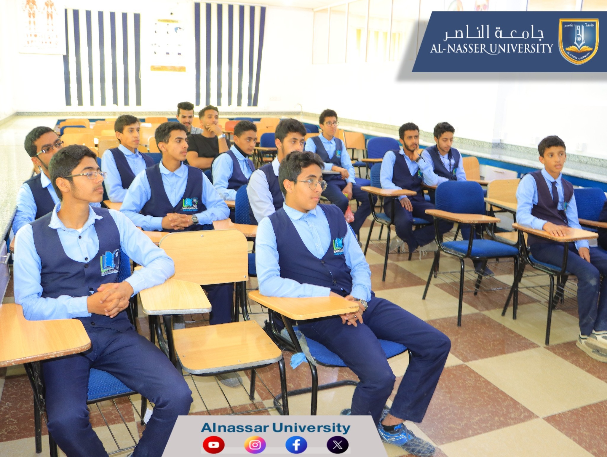 طلاب ثانوية جمال عبدالناصر في مختبرات جامعة الناصر ومعرض الصيدلي المنتج
