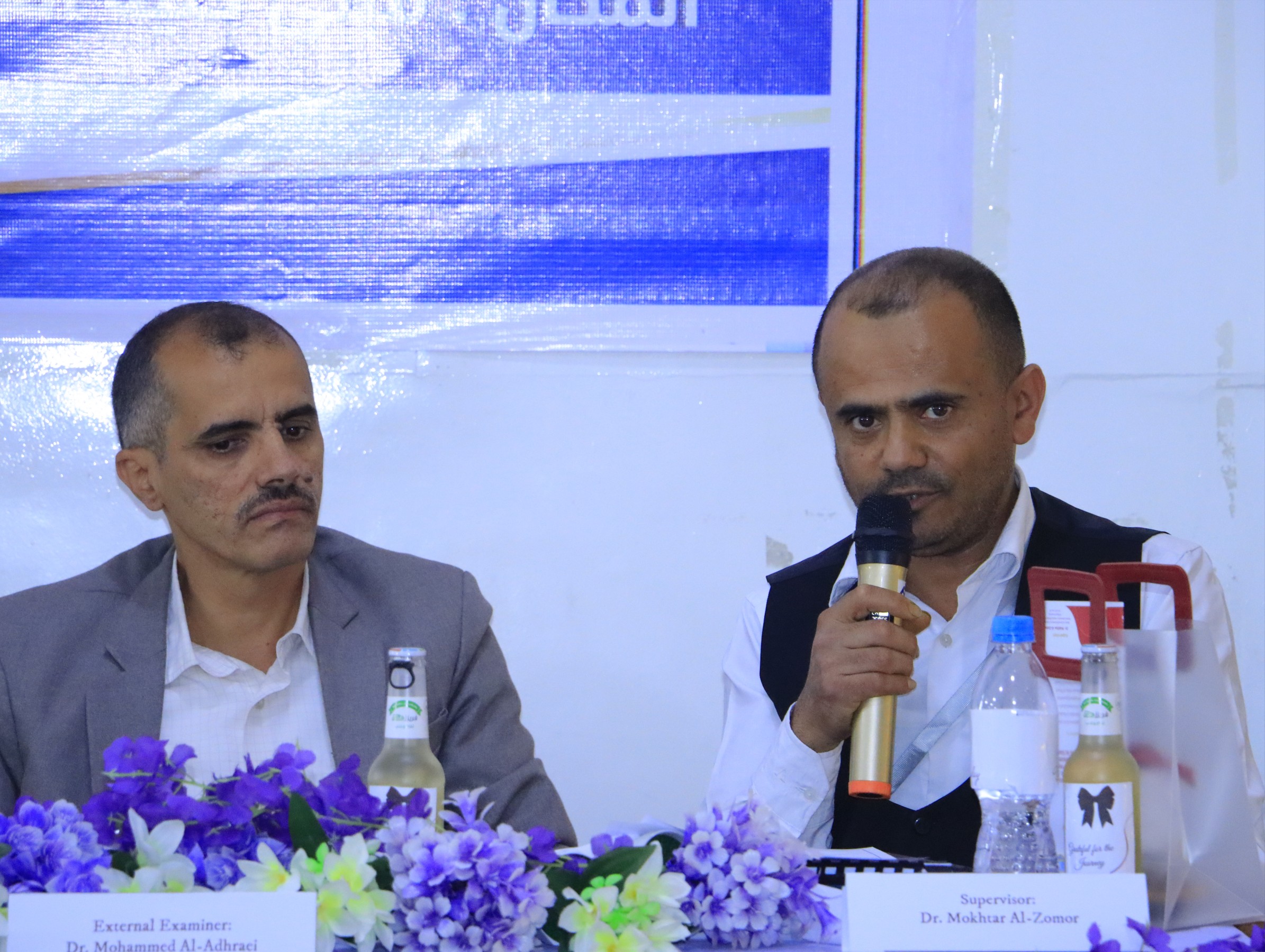 جانب من مناقشة أبحاث التخرج في المؤتمر العلمي الخامس عشر بكلية العلوم الطبية جامعة الناصر